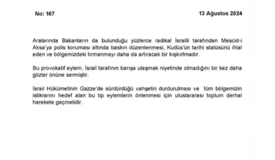 Dışişleri Bakanlığı: Mescid-i Aksa’ya yapılan baskın tırmanmayı artıracak bir kışkırtmadır