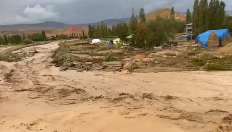 Kars’ın Kağızman ilçesinde sel nedeniyle meyve bahçelerine hasar